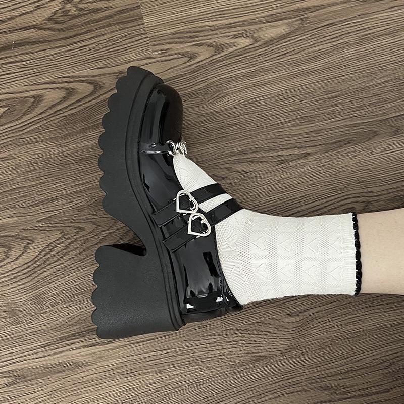 New Black Women's Summer  Style Thick-heeled High-heeled Shoes Round Toe Japanese Style Jk Shoes Thick Sole Mary Jane