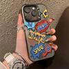 Double-layer IMD Silver Case for iPhone 16 Pro Max and iPhone 18, Drop-proof, graffiti/English.