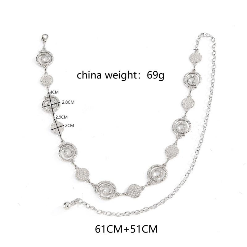 Womens Elegant Ladies Metal Thin Waist Chain Gold Round Irregular Body Chains Sexy Accessory Dress Belts Accessories Fashion