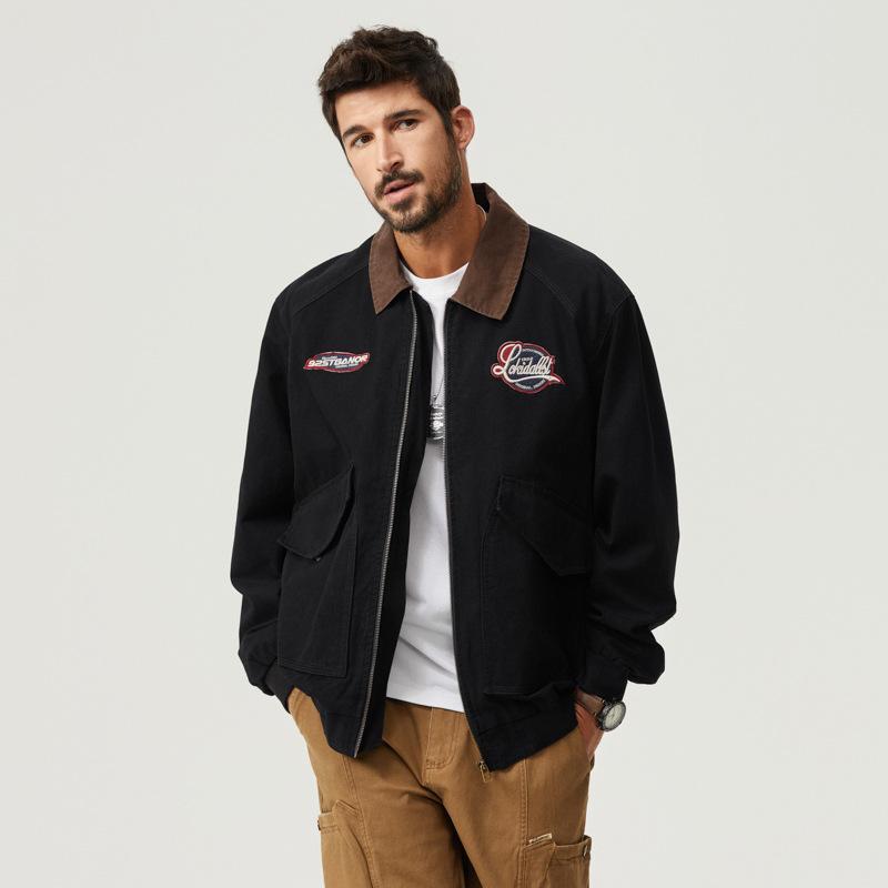 

Чоловіча куртка Осінній Універсальний Тренд Сплайсинга Flight Jacket Autumn Pure Cotton Зносостійкий Тактичний Топ Чоловічий 4XL чорний