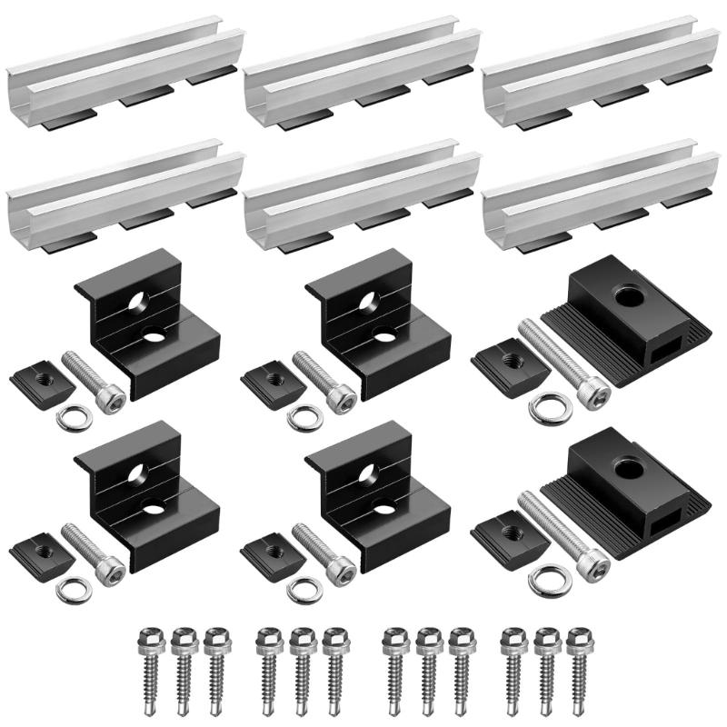 6Pcs practical Solars Panel Brackets Set Suitable for Flat Roofs Pitched Roofs Cement Roofs Tile Roofs Boats Yachts 1