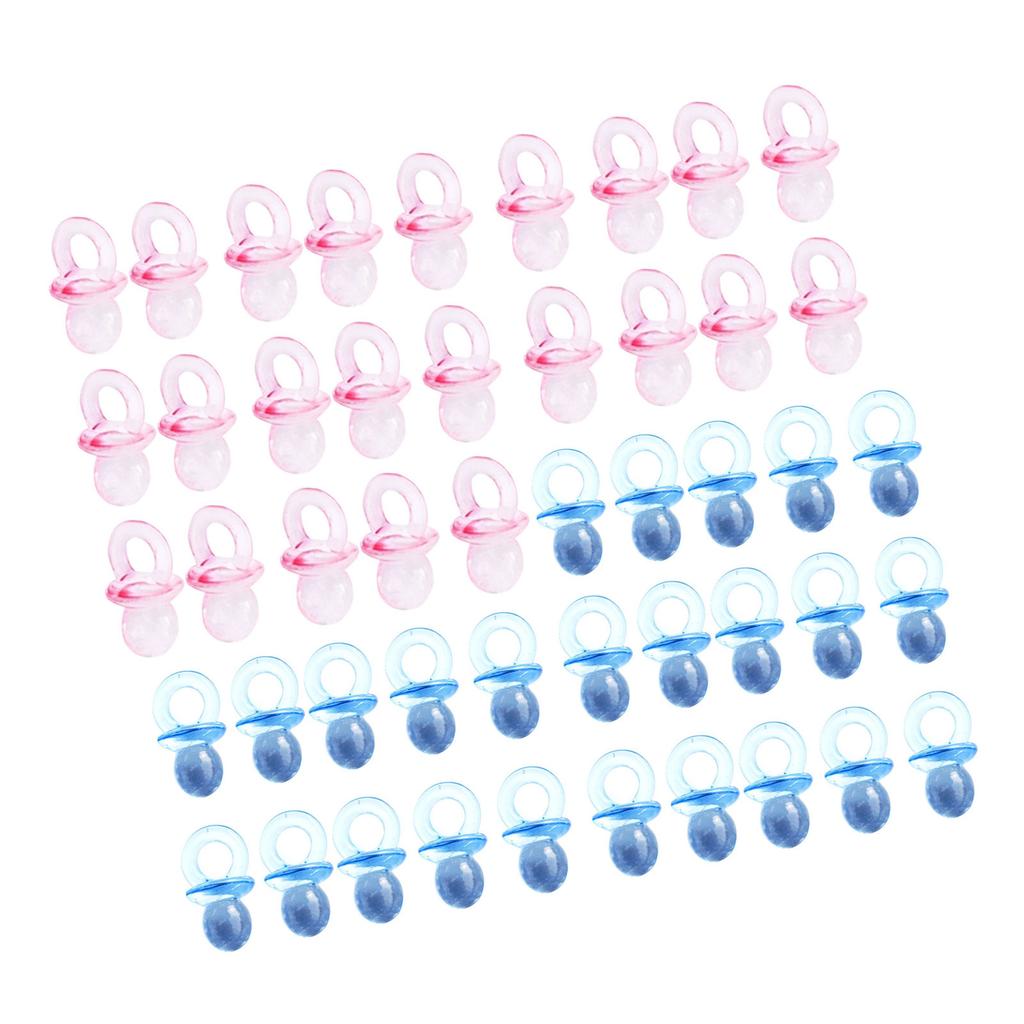 Pack of 50Pcs Cute Acrylic Pacifiers for Baby Shower Game and Gender Reveal Party Decorations Blue/Pink Full Moon Gift