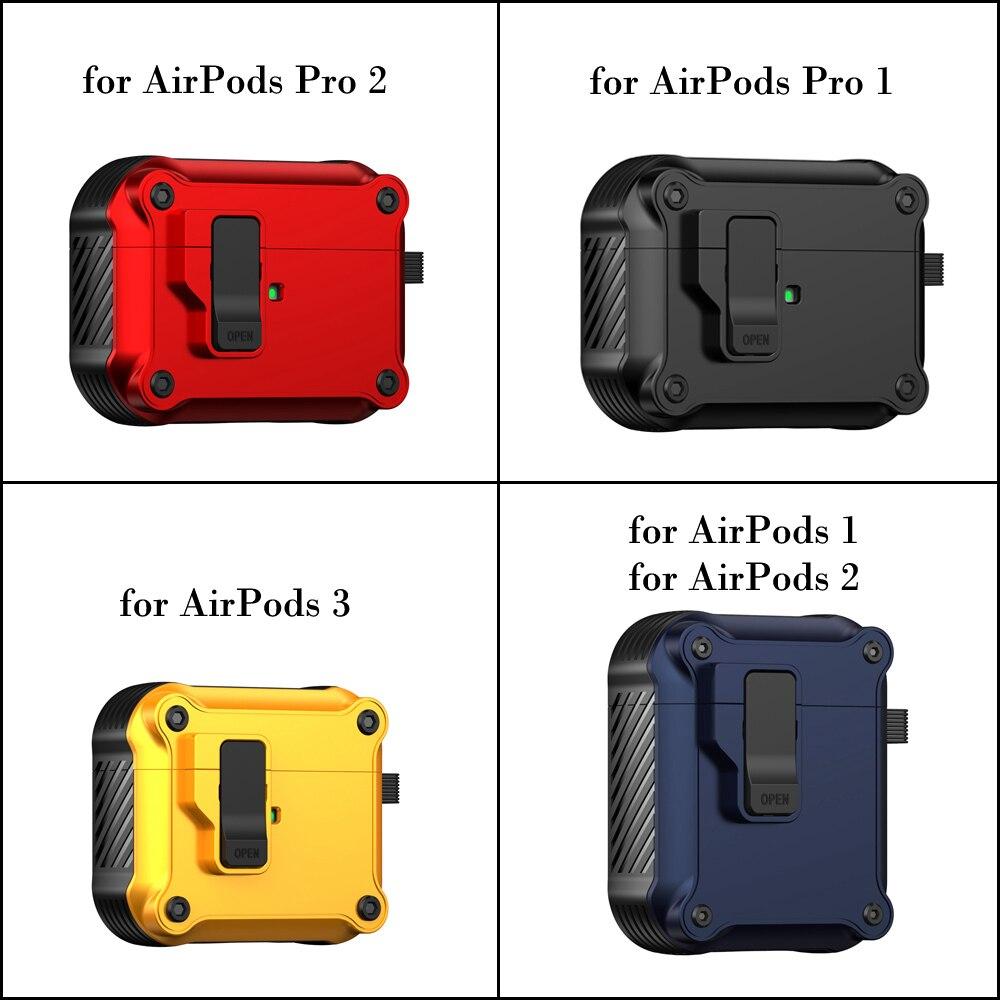 KEYSION Bluetooth Earphone Case for Apple AirPods Pro 2 1 With Switch and Hook Silicone+PC Shockproof Cover for AirPods 3 2 1