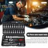 46-teiliges Auto-Schraubenschlüssel-Set, starke Drehmomentschlüssel, Auto-Reparaturwerkzeuge für Autos, Fahrräder, Motorräder, Antriebsnüsse, Sechskant-Sets für PH, SL, PZ, HEX, T-Bohrer