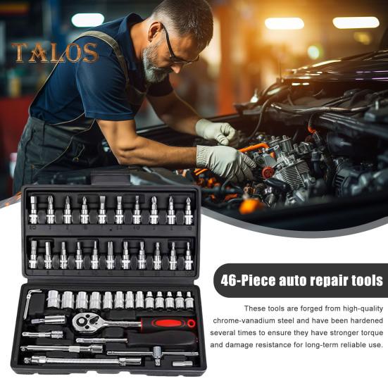 46-teiliges Auto-Schraubenschlüssel-Set, starke Drehmomentschlüssel, Auto-Reparaturwerkzeuge für Autos, Fahrräder, Motorräder, Antriebsnüsse, Sechskant-Sets für PH, SL, PZ, HEX, T-Bohrer