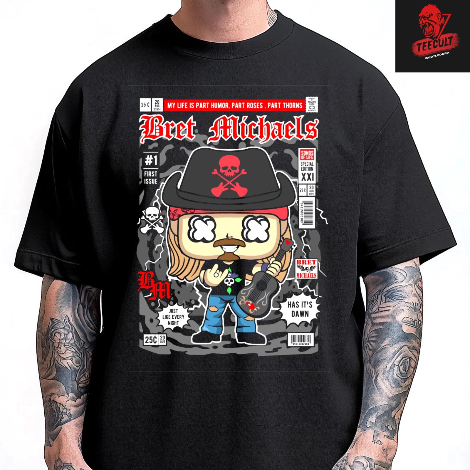 Men s and Women s T-shirts Bret Michaels | Poison Rock Band Character Funko Pop Unisex S