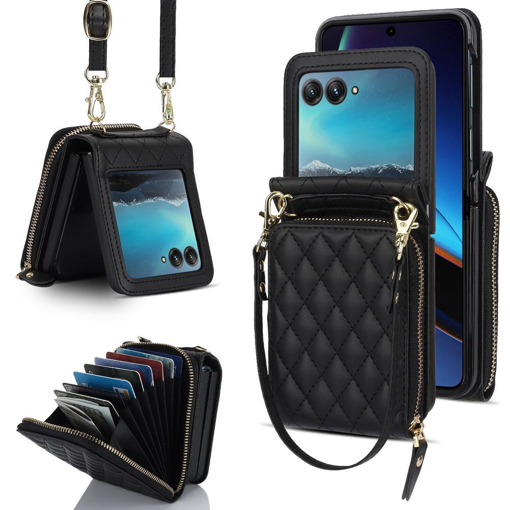 

Multi-slot Foldable Wallet with Diagonal Lanyard Chain Case For Motorola Razr60 Ultra Razr 60 50 Ultra 40 Moto Razr Cover Motorola Razr 50 Ultra