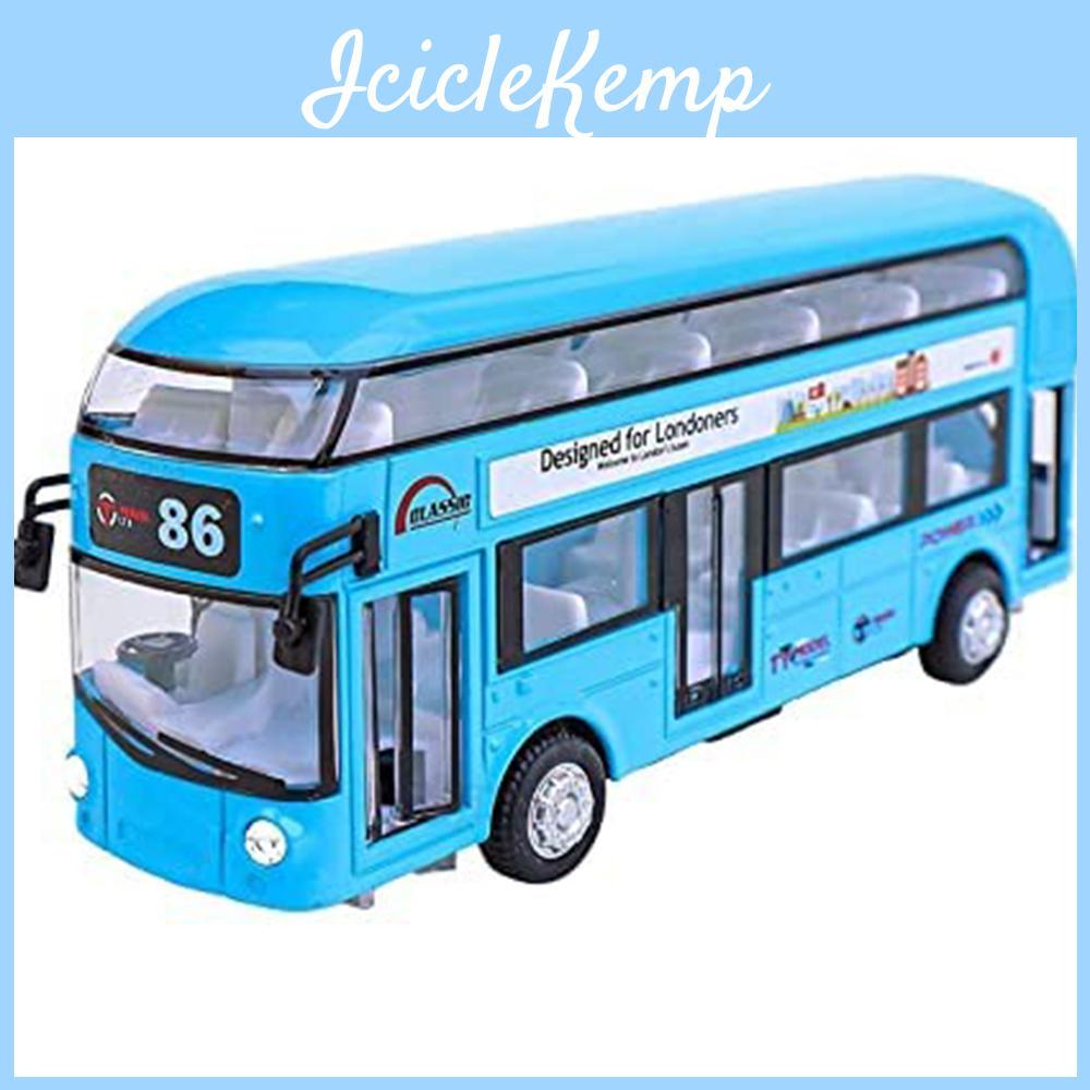 Bus Diecast 136 Imported Toy Double Decker Metal Bus 75inch Luxury Bus 4 Wheel With 2 Openable Doors Light Music