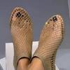 Fashion 2024 Summer New Women Sandals Luxury Round Toe Flat Bottom Sandals Mesh Cloth Water Diamond Sexy Fashion Flat Bottom Shoes Women