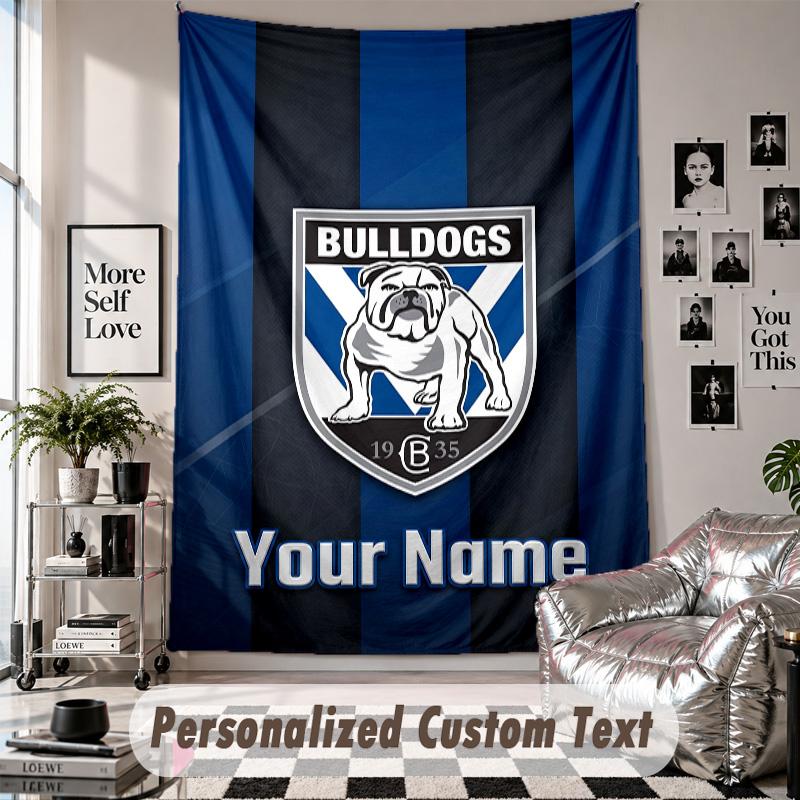 Wandbehang mit individuellem Namen & Text, Canterbury-Bankstown Bulldogs Dekorativer Wandbehang für das Schlafzimmer