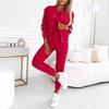 3 Pcs/Set Women Coat Vest Pants Set Long Sleeve Cardigan O Neck Sleeveless Vest Elastic Waist Wide Leg Trousers Casual Loose Pantsuit Fall Spring