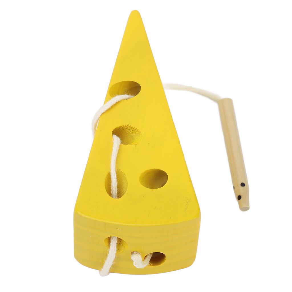 Wooden Lacing Cheese Toy Educational Learning Fine Motor Skill Wood Block Lacing Cheese Threading Toys for Baby