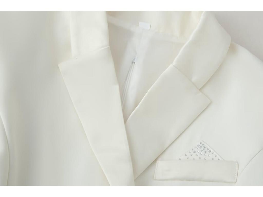 European & American Style Fashionable Silk Satin Lapel Jacket with Rhinestone Embellishments - Women's Suit Dress New Arrival
