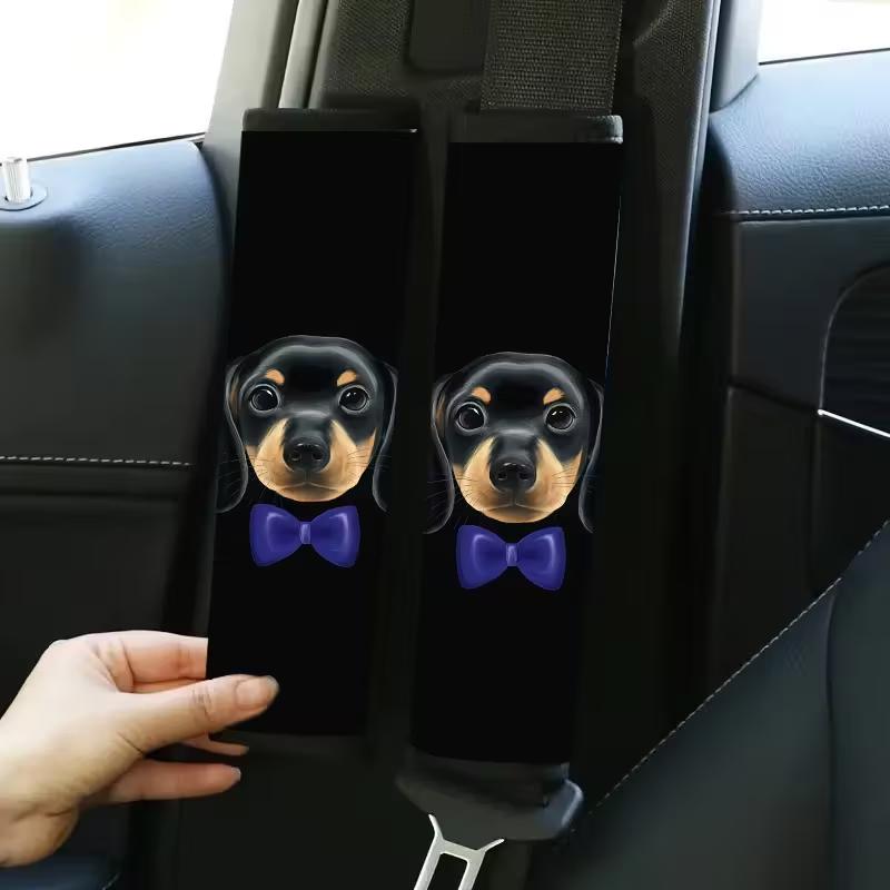

2PCS Car Seat Belt Shoulder Protector, Gentleman Dog Car Seat Belt Protector, Soft And Comfortable Car Interior