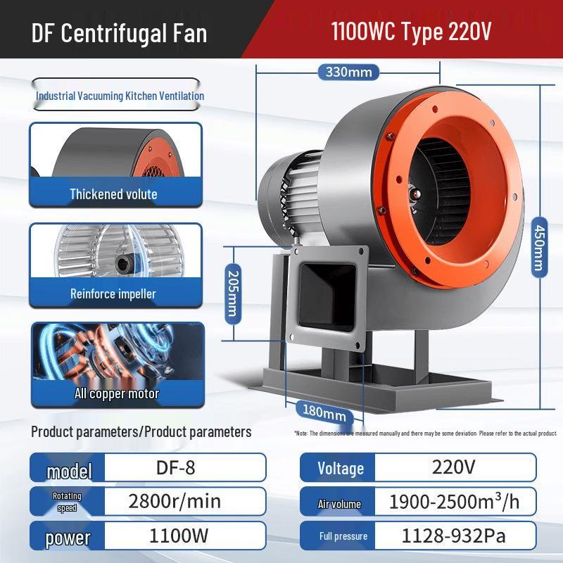 Jinglian Industrial Centrifugal Suction Fan CN plug (adapter included)