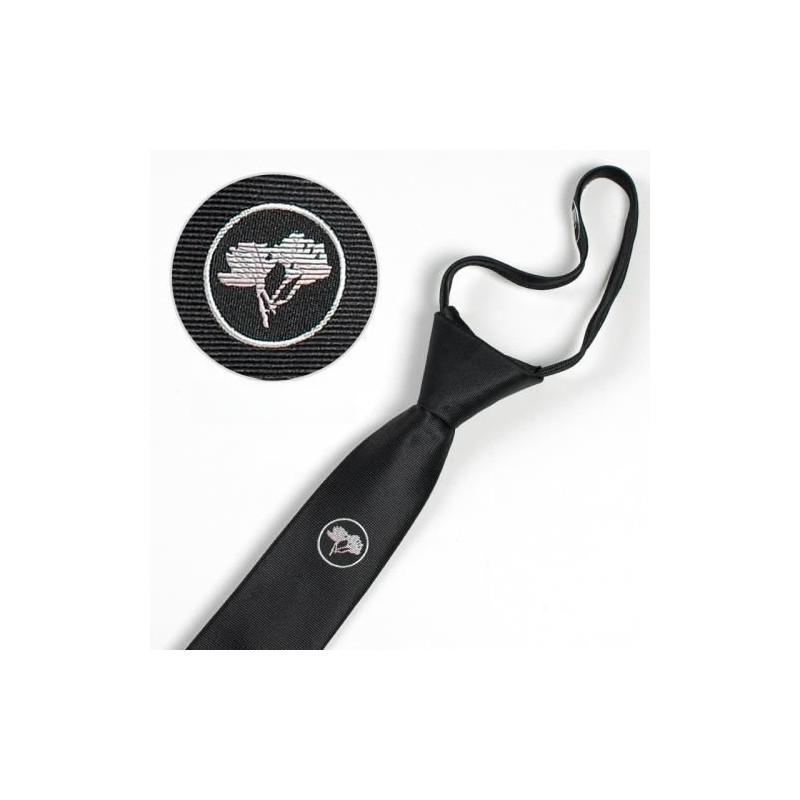 Tiger Head Embroidered Neck Tie For Kids With Striped Wool Material For School Or Casual Wear