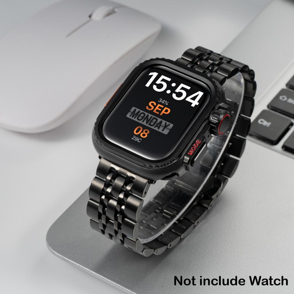 Stainless Steel Strap+Case For Apple Watch Ultra3 2 49mm 46 45mm 44 42mm Watch Luxury Bracelet For iWatch Series 11 10 9 8 7 6