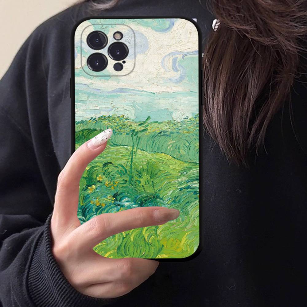 Retro Van Gogh Oil Paint Black TPU Phone Case Fashion For iphone17 Air 16 15 14 13 12 Pro 11 Pro Max Plus Protective Case