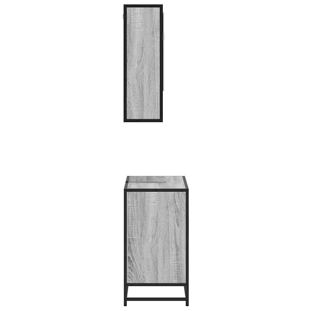 2 Piece Bathroom Furniture Set Grey Sonoma Particleboard