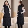 Winter new models wear thin down cotton vest on both sides women's medium and long cotton vest over the knee versatile outer wear cotton vest back