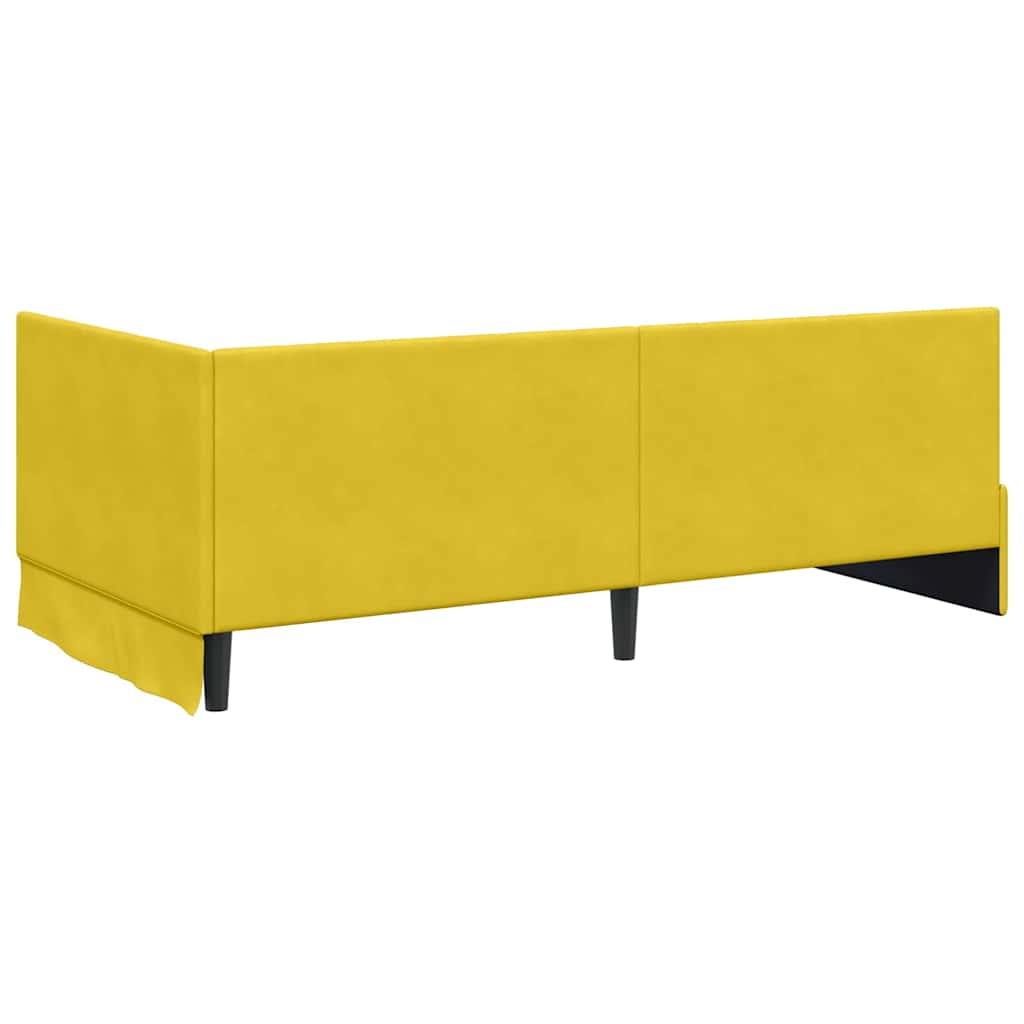 L Shaped Bed Frame with Headboard Yellow 90 Cm X 200 Cm Velvet