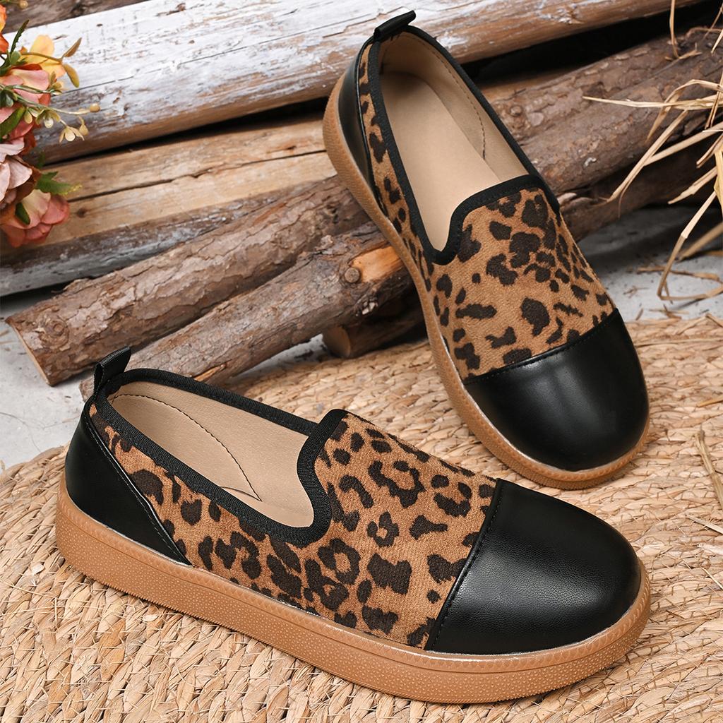 Large size single shoes women's new autumn leopard print European and American casual shoes