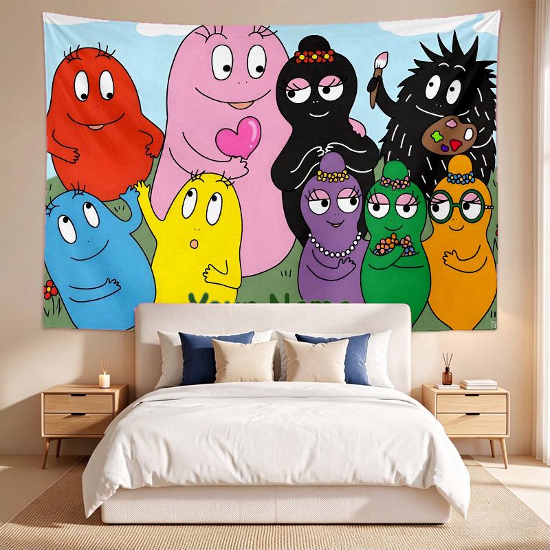 Barbapapa (1) Custom Name Tapestry Wall Hanging Tapestry Wall Art Decor for Bedroom Living Room