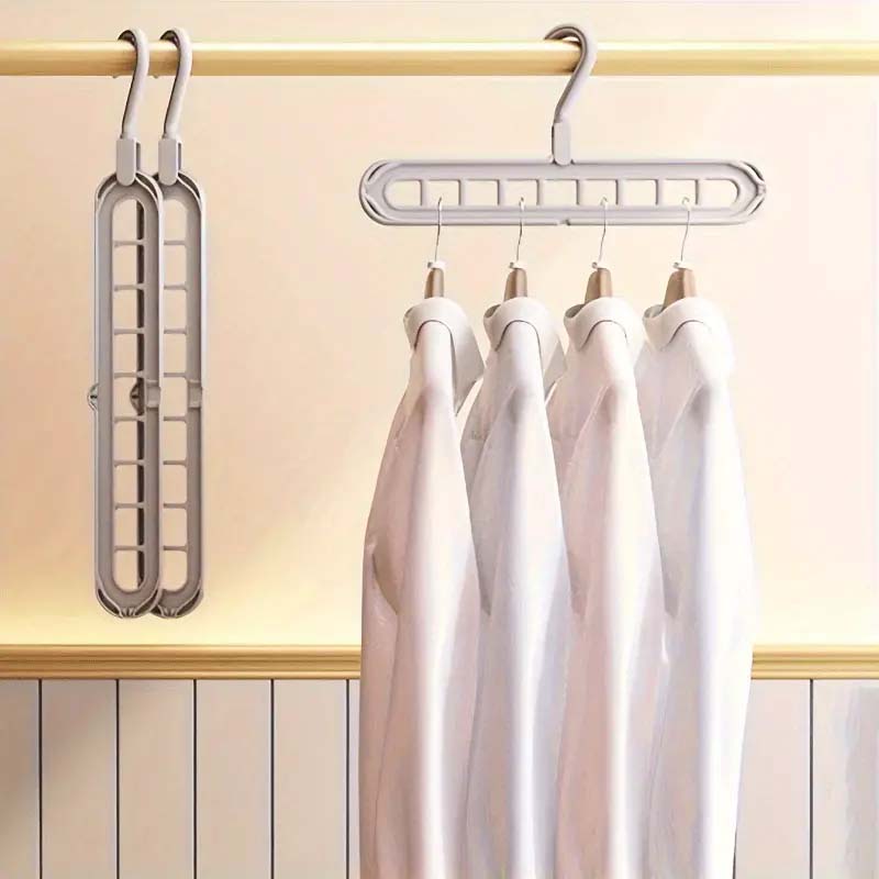 3pcs Heavy-Duty Foldable 9-Hole Plastic Hangers - Space-Saving, Closet Organization, Room, Wardrobe, Home, and Dormitory Storage Solution