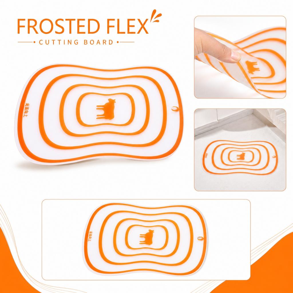 Medium Cutting Board - Frosted Plastic Flexible Chopping Board for Kitchen, Transparent and