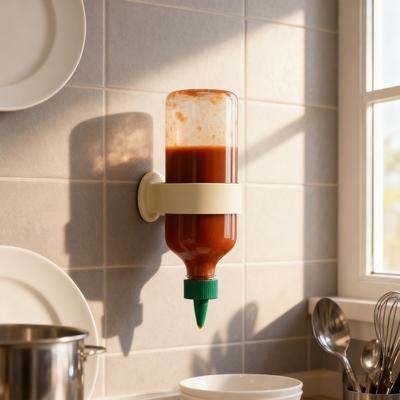 Silicone Bottle Holder Wall-Mounted Condiment Rack for Ketchup Mustard Honey Space-Saving Fridge Kitchen Organizer
