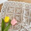 White Floral Lace Tablecloth with Grid Pattern French Vintage Coffee Table Home Decor