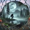 Vintage 2D Round Aluminum Sign Sasquatch Moonlight HD Print Waterproof Wall Art Decor