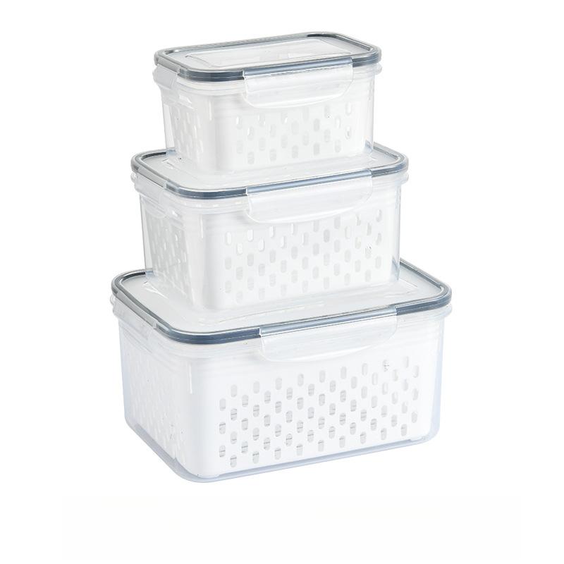 

Kitchen Food Sealing Fresh-Keeping Box Fruit and Vegetable Draining Plastic Storage Box with Lid Refrigerator Freezer Fresh-Keeping Container