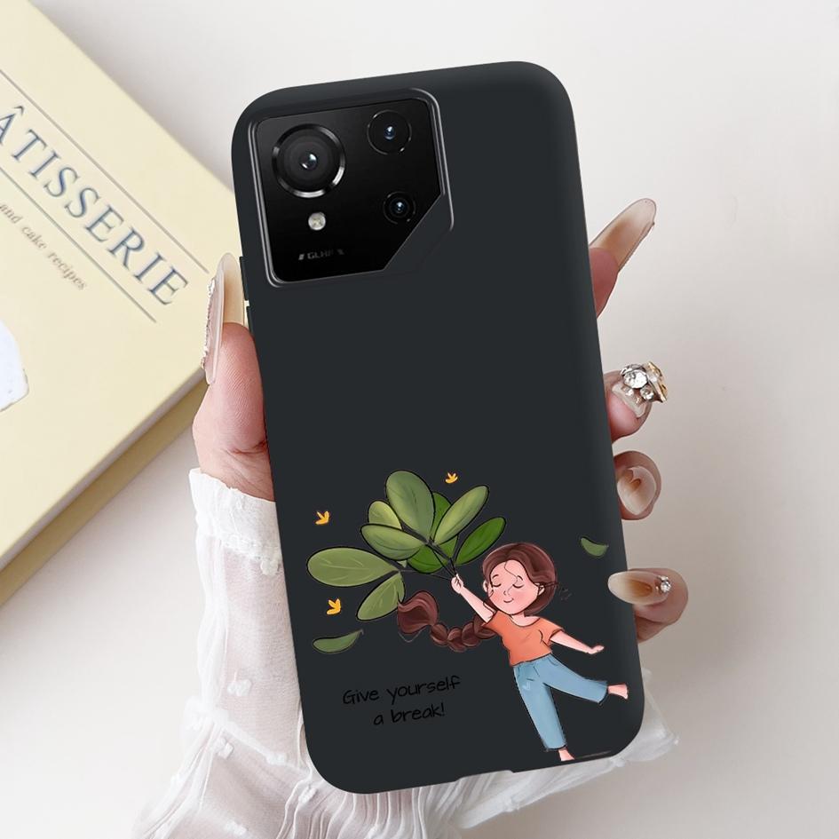 For Asus Rog Phone 9 Pro 5G Case Popular Flower Cartoon Soft Black Silicone Shockproof Cover For Asus Rog Phone 9 FE Phone9 Capa