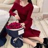 Autumn and winter high-end small man toasting clothes bride wedding return clothes casual clothes knitted red engagement dress women