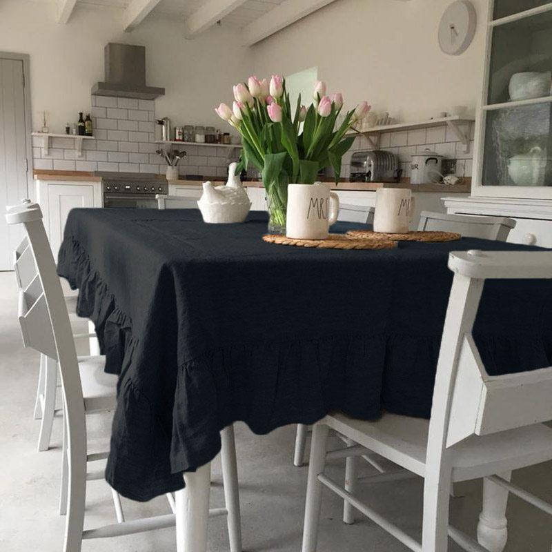100% Cotton Table Cloth Washable Tablecloth For Wedding Party Dining Banquet Decoration Luxuriou Table Cover Flounce Stitching