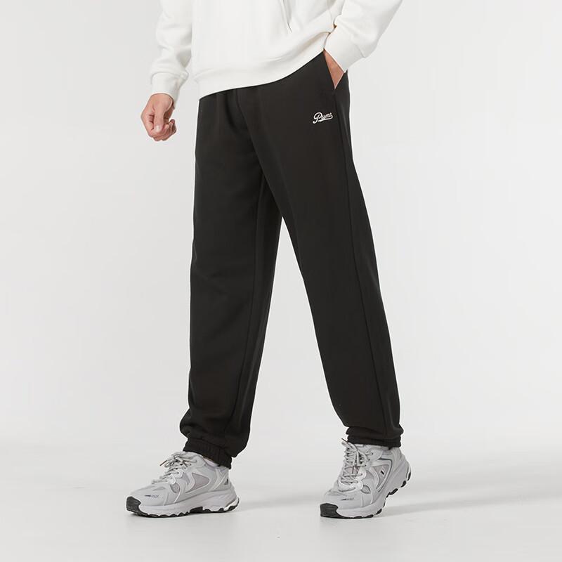 Puma Logo Embroidered Drawstring Cuffed Casual Pants Men bottoms Black 630948-01
