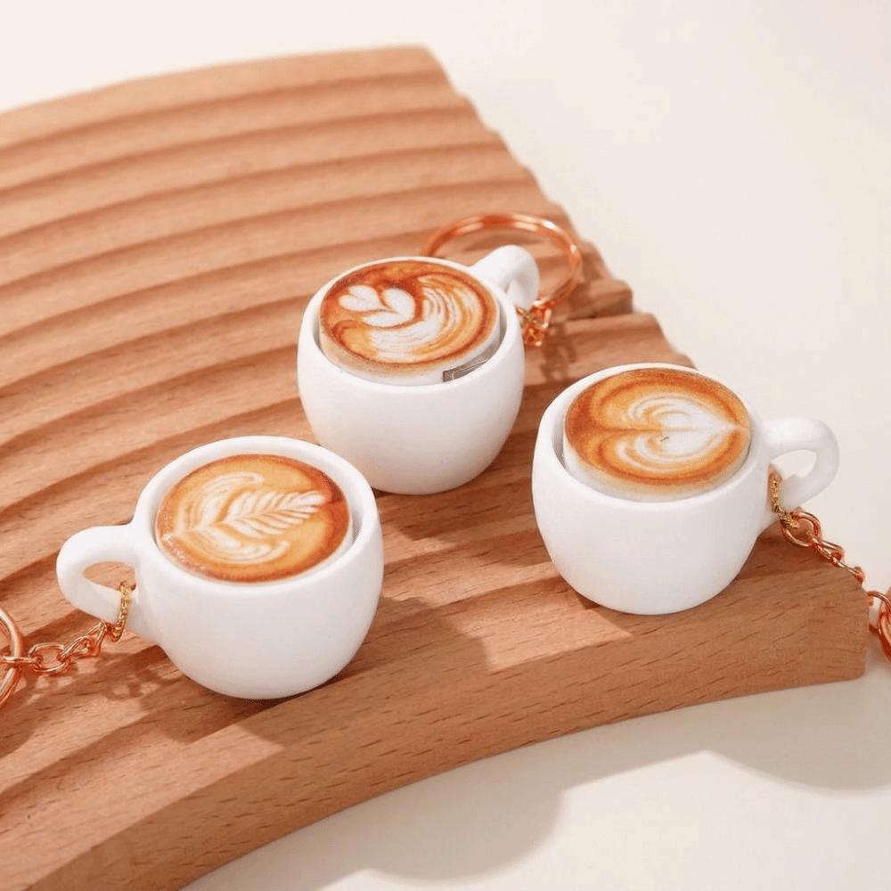 Smooth Solid Plastic Coffee Cup Keychain Portable Design Anti-stress Toy Spare Time Fun