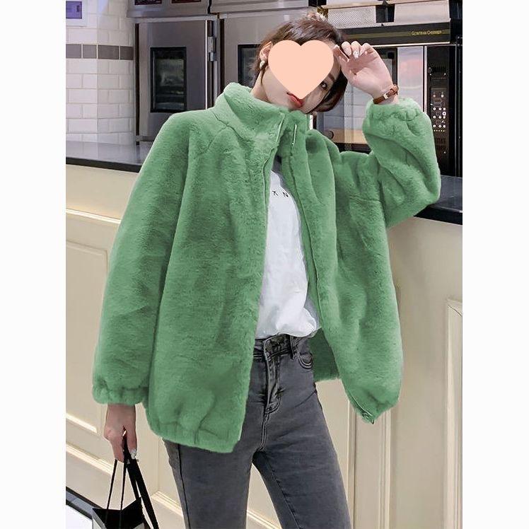 Fleece Thickened Jacket Coral Fleece Sweater Women's Autumn and Winter Design Sense Double-sided Fleece Stand-up Collar Warm Cardigan Wool Top
