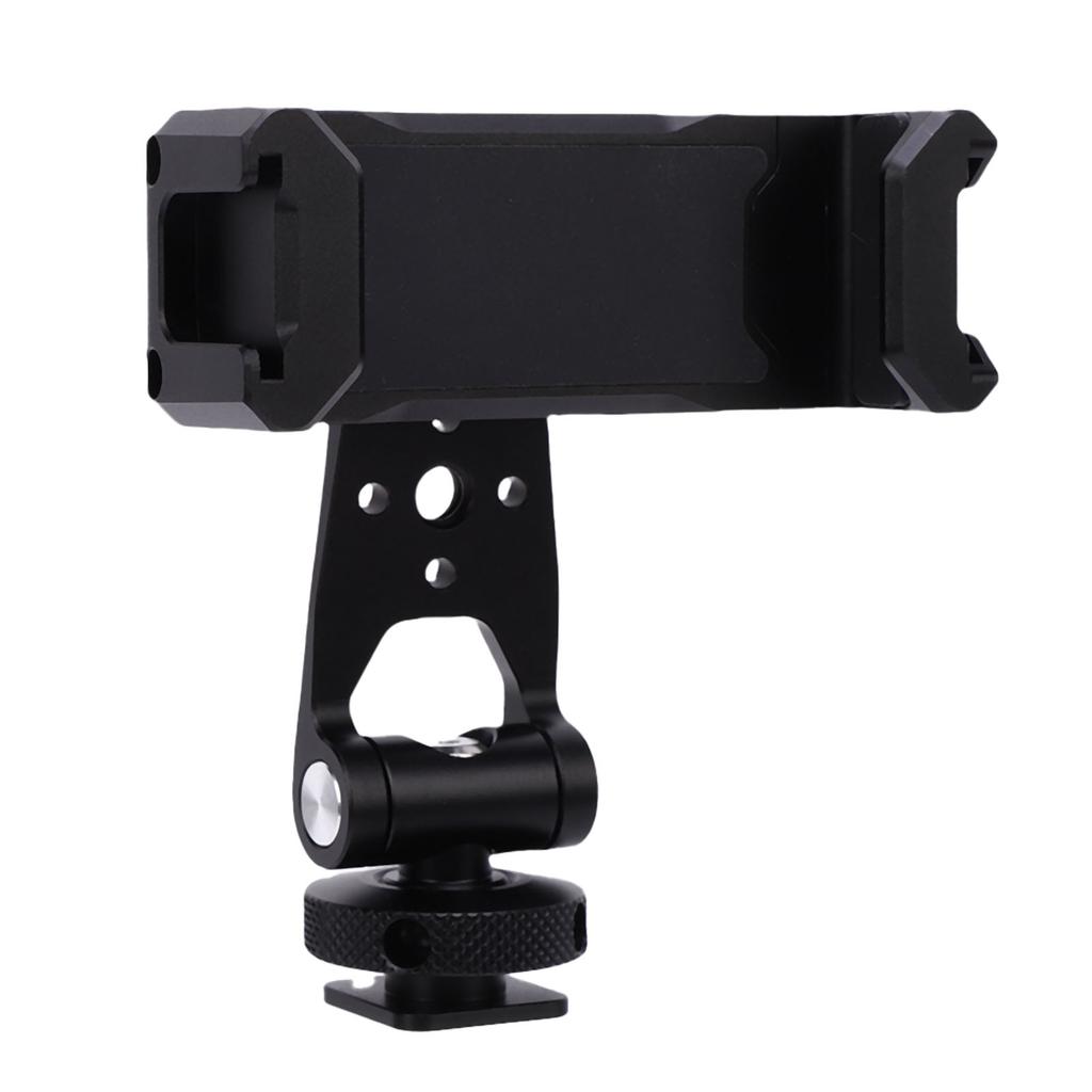 Camera Phone Support with Dual Cold Shoe Mount 360 Degree Adjustable Universal Metal Phone Clamp Tripod Mount Adapter