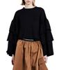 Double Standard Clothing Volume Sleeve Cropped Pullover, Women's, Black, 0208-080-244
