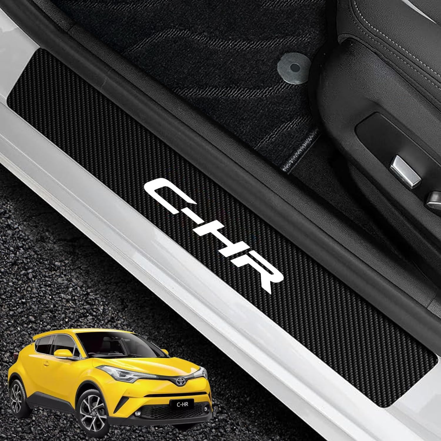 

YUYUWA Совместимо с Toyota ZYX10 NGX50 Защита боковых порогов автомобиля Текстура карбонового волокна Боковая подножка Накладка на порог Усиленная версия Использует сверхпрочный клей