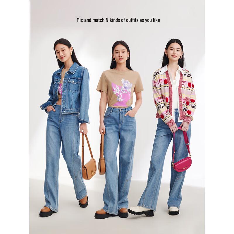 

EP YAYING Женские джинсы из денима прямого кроя с высокой посадкой L 4