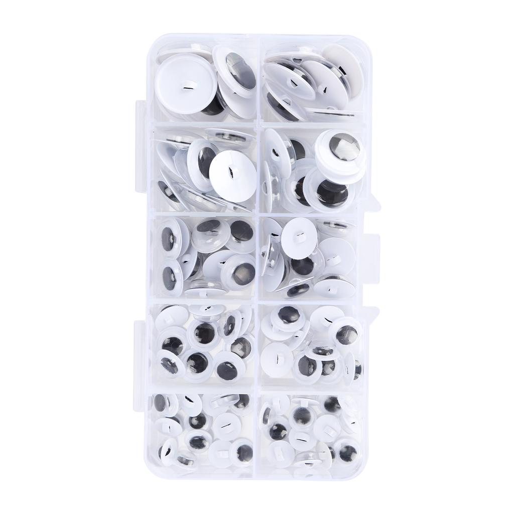 100Pcs Sew On Plactic Eyes Movable Black and White Assorted Size Kids DIY Craft Making Material