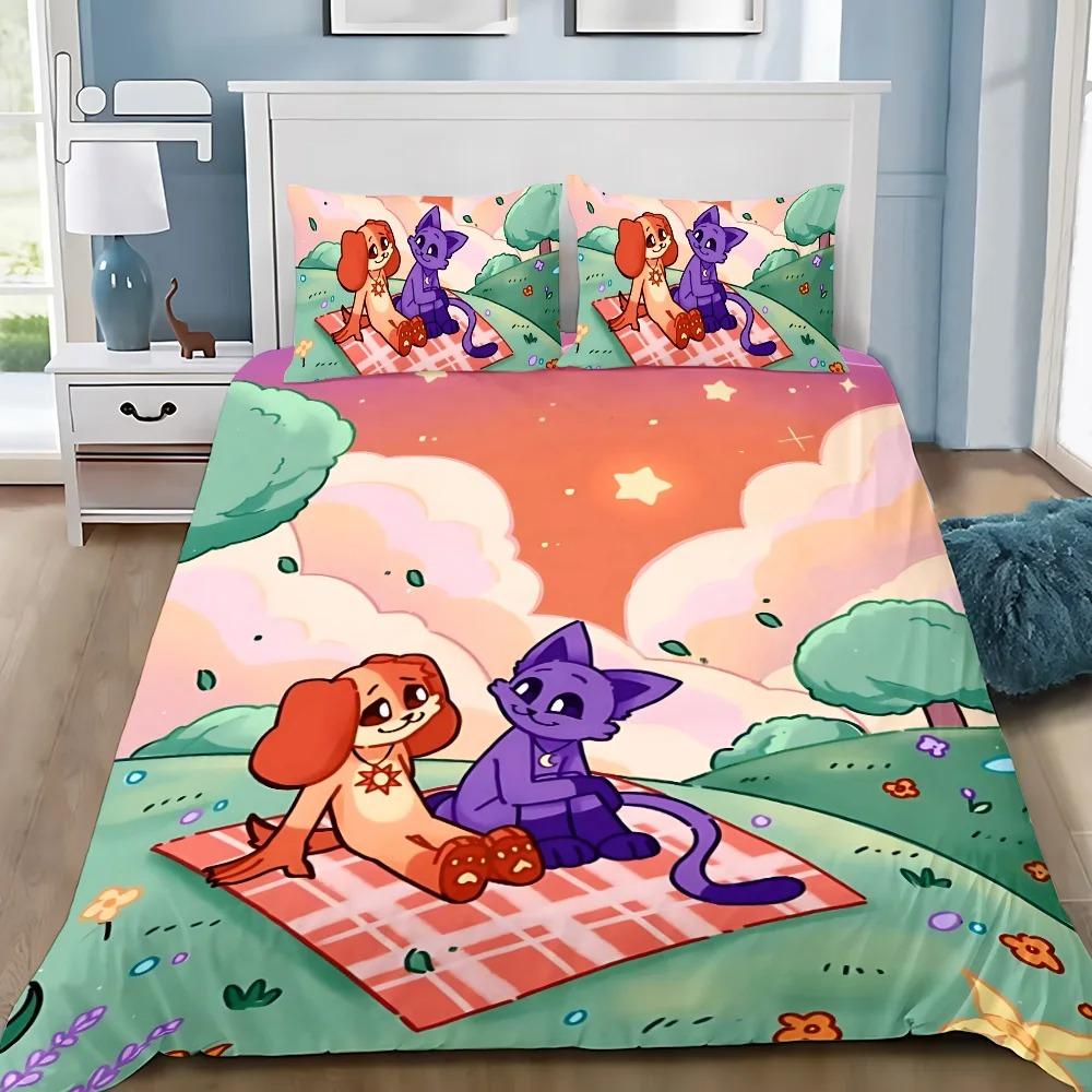 Duvet Cover Cartoon Smiling Critters Pillowcase Bedding Set Adult Boys Girl Bedroom Decoration Children Gift Single Double Size