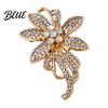 Lightweight Alloy Brooch Pin 3D Flower Design with Sparkling Rhinestones