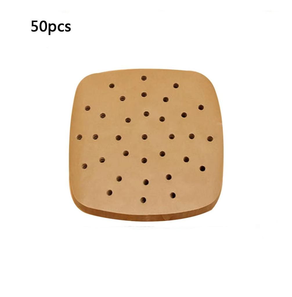 7/8/9 Inch Parchment Paper 50Pcs Square Perforated for Air Fryer Steamer Oven Frying Chicken Double-sided Air Fryer Accessories