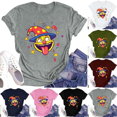 Camiseta Casual Diaria de Cuello Redondo con Estampado de Letras de Manga Corta para Mujer