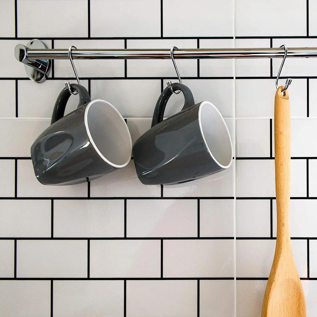 5pcs 6/8/12cm S Metal Hooks Towels Hooks Stainless Steel S Shaped Hook Hanging for Kitchen Spoon Pot Pan Plant Bags Cups Clothes