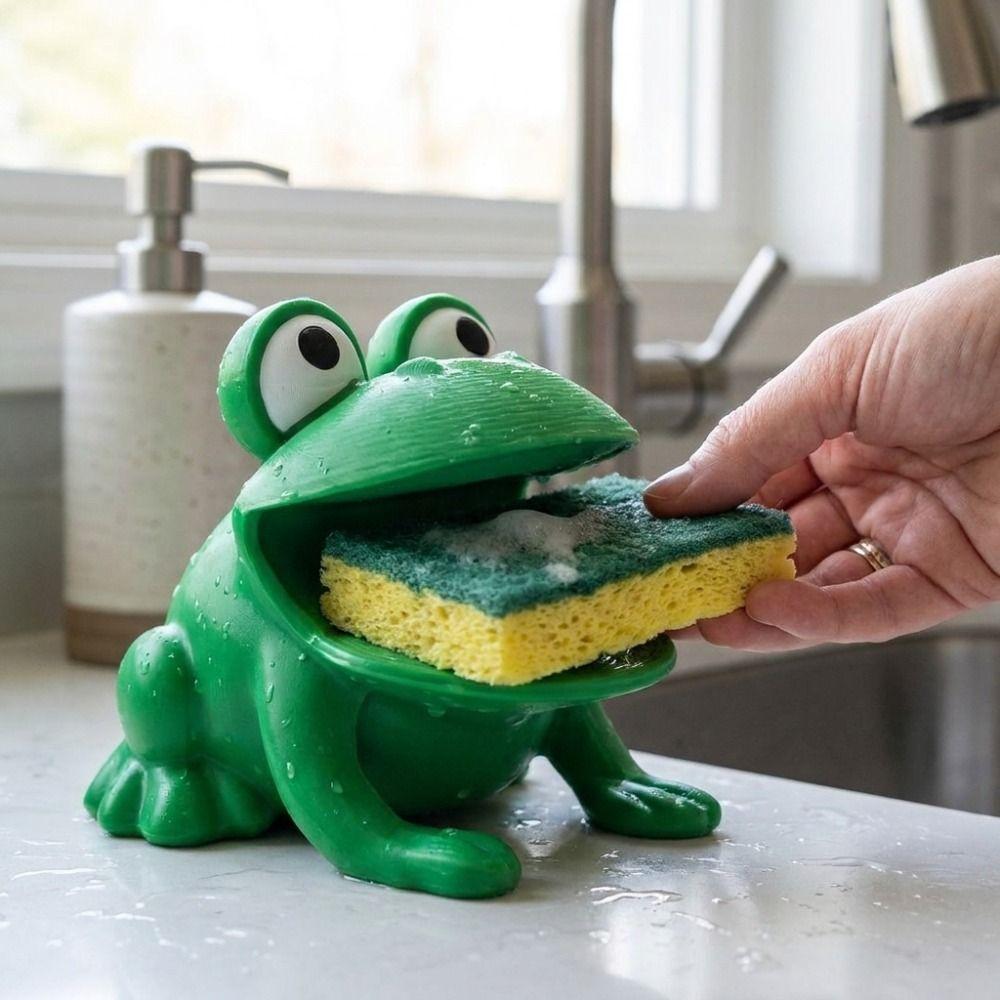 Großmaul Frosch Froschförmiges Schwammaufbewahrungsregal für Küchenarbeitsplatte